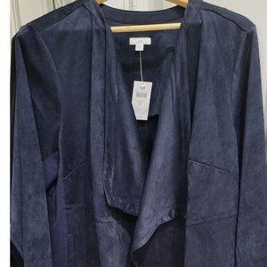NEW! J JILL Navy Faux Suede Waterfall Jacket PM